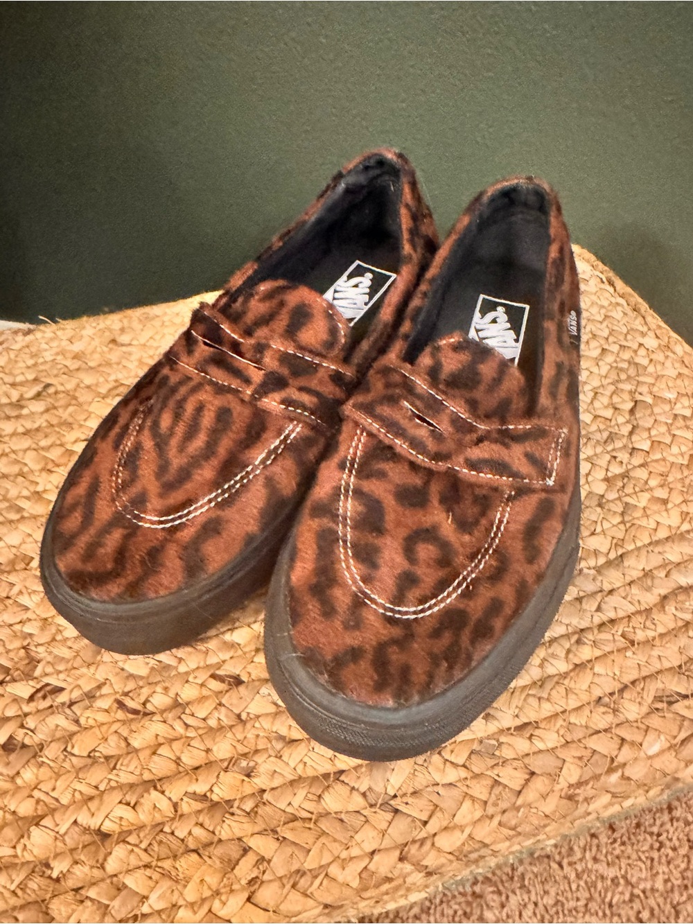 Vans Leopard-Print Slip-On Loafers - Brown & Black